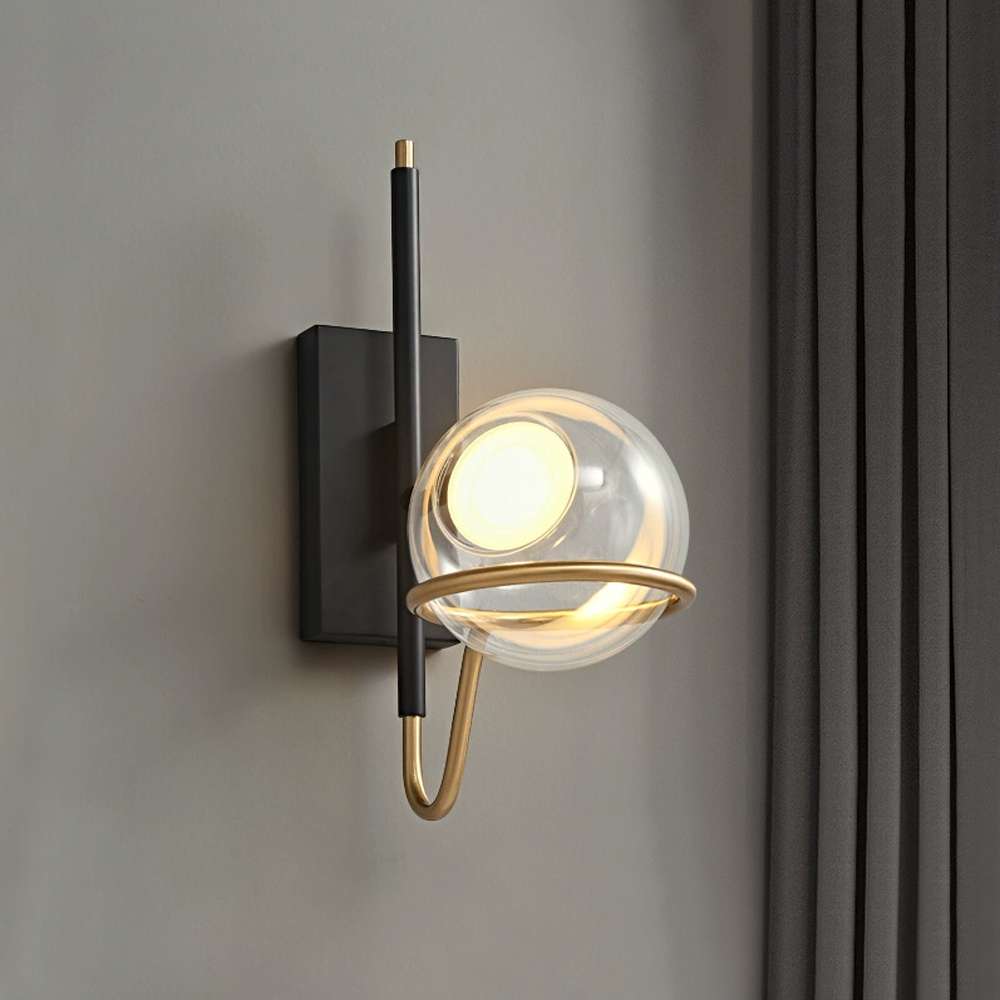 industrial black globe wall light