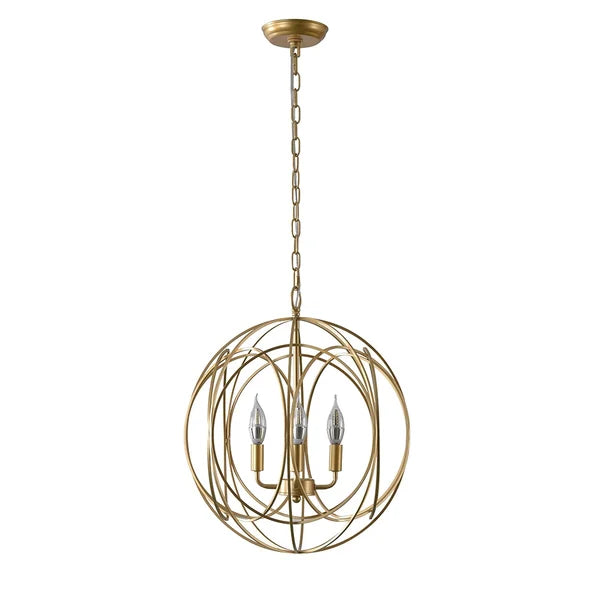 gold iron geometric orb chain suspended chandelier