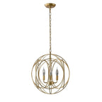 gold iron geometric orb chain suspended chandelier