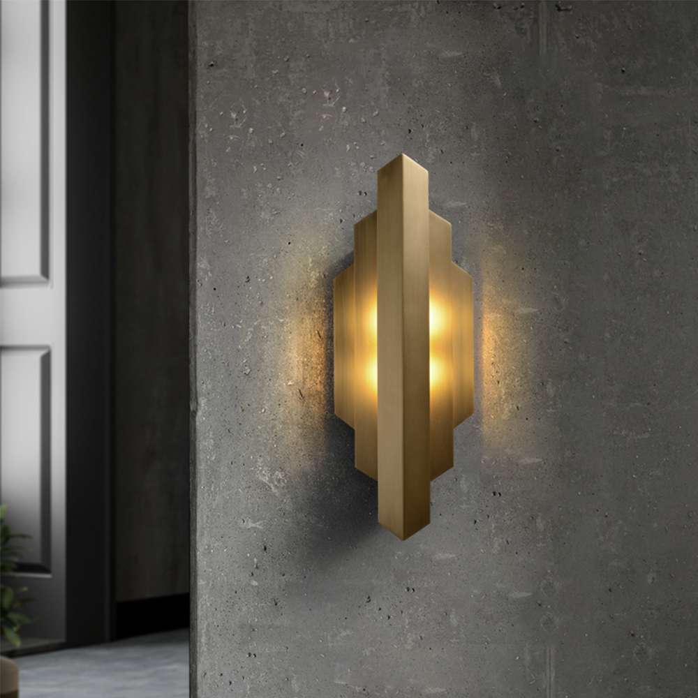 gold geometric led sconce