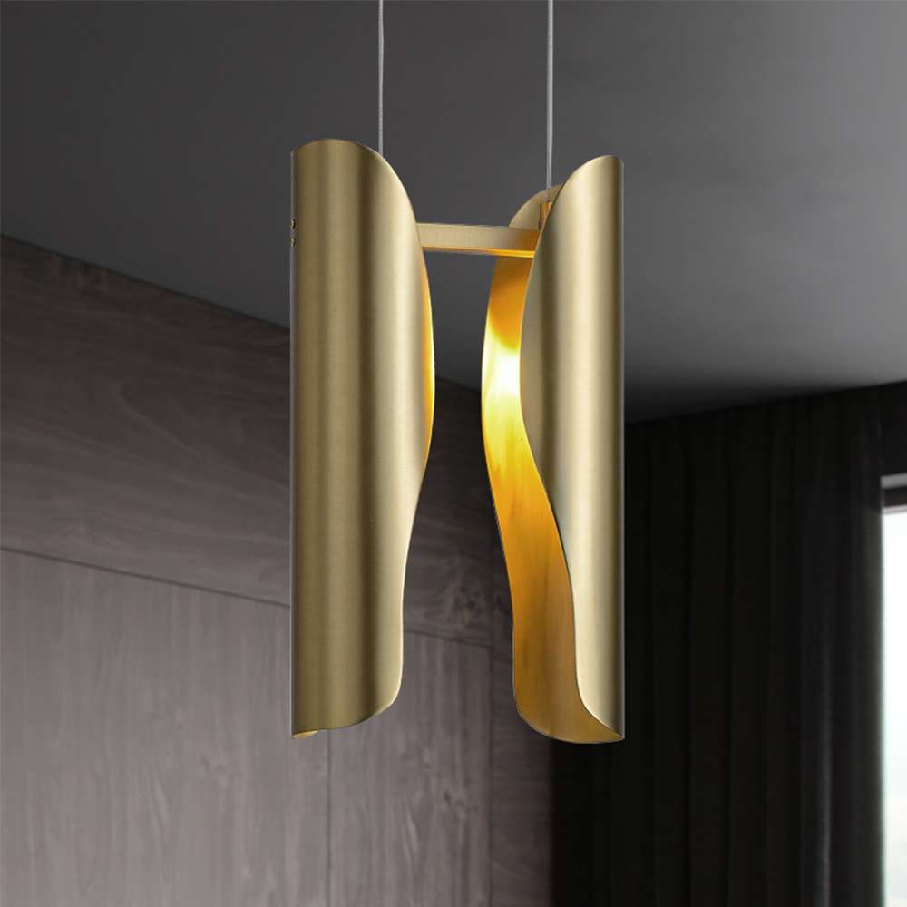 2-light brass pendant