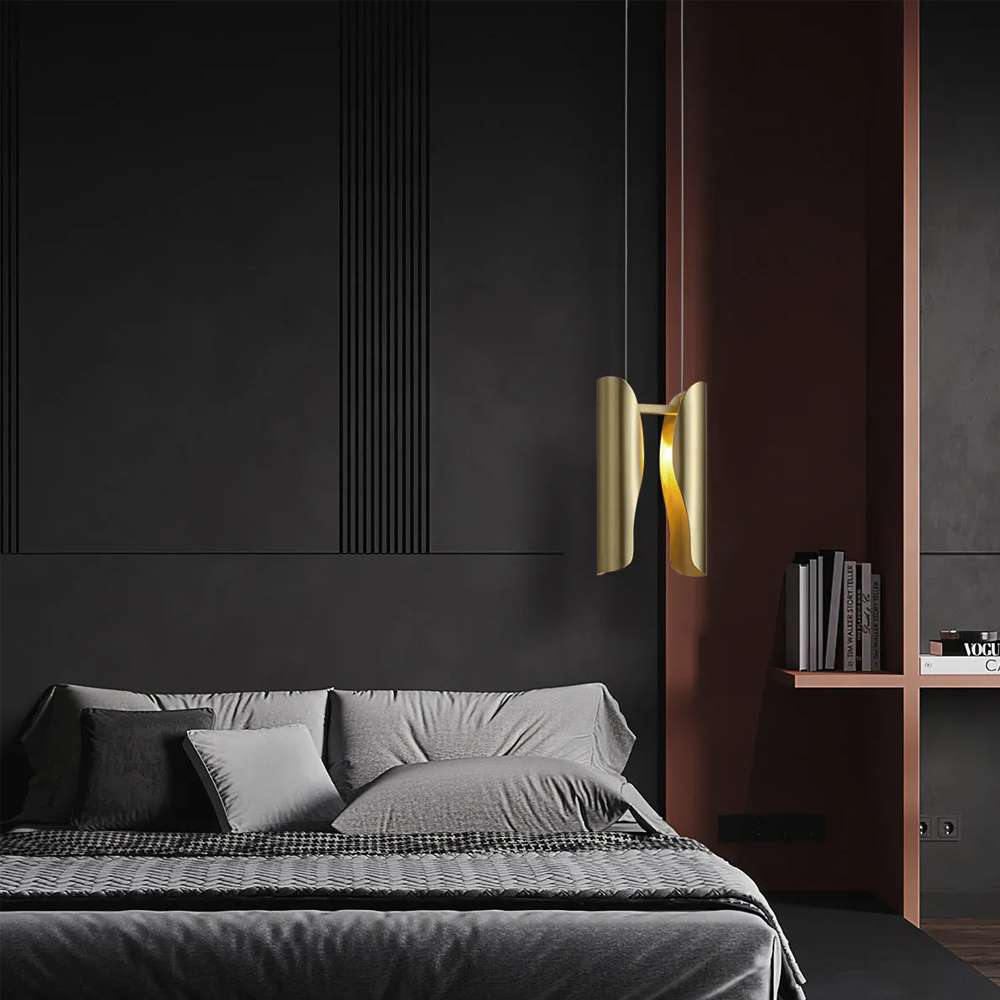 metallic 2-light brass pendant