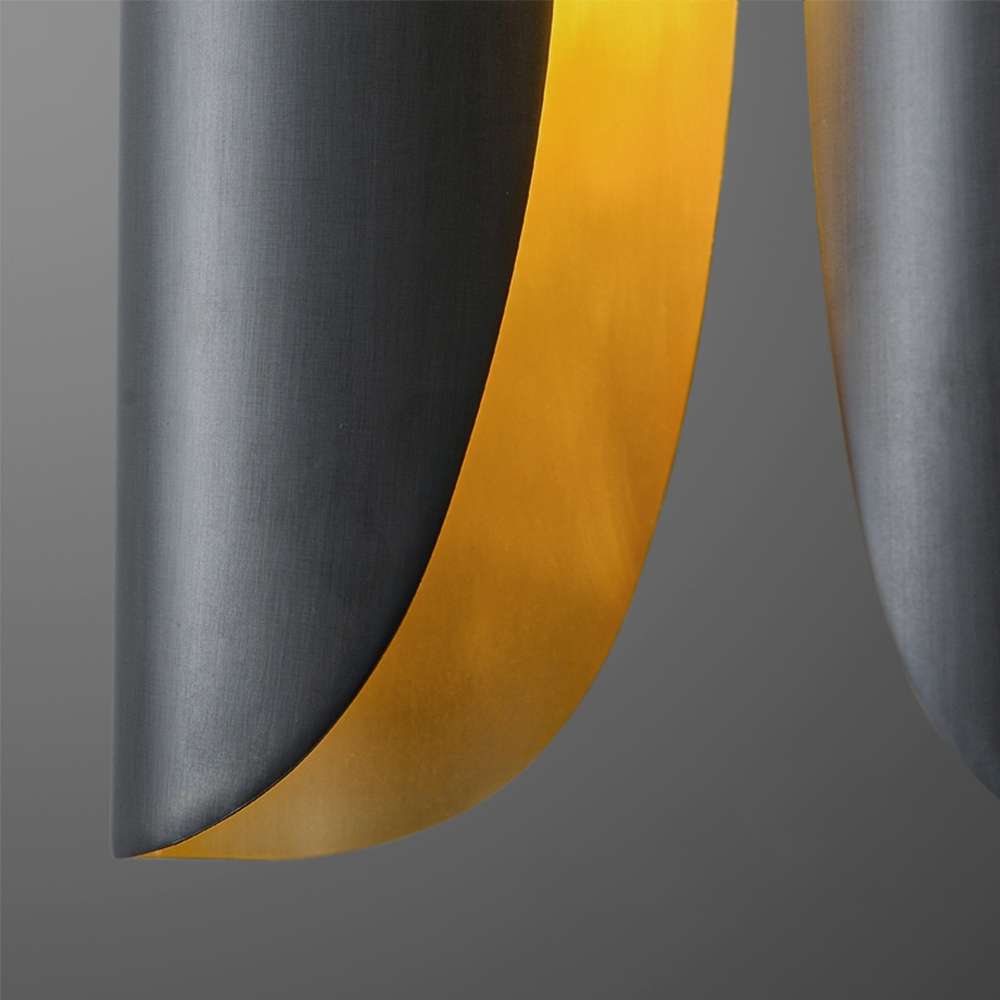 hammered 2-light brass pendant