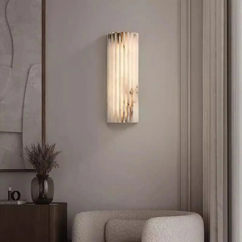 Hand‑Carved Alabaster Wall Light – Built‑In LED with Sculptural Design - View 4