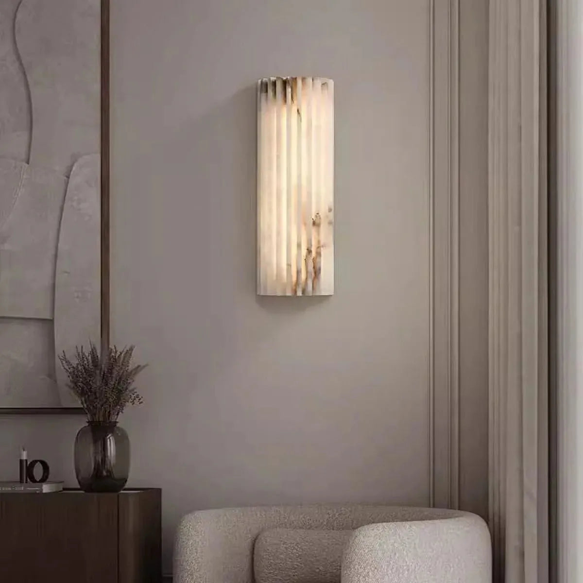 Hand‑Carved Alabaster Wall Light – Built‑In LED with Sculptural Design - View 4