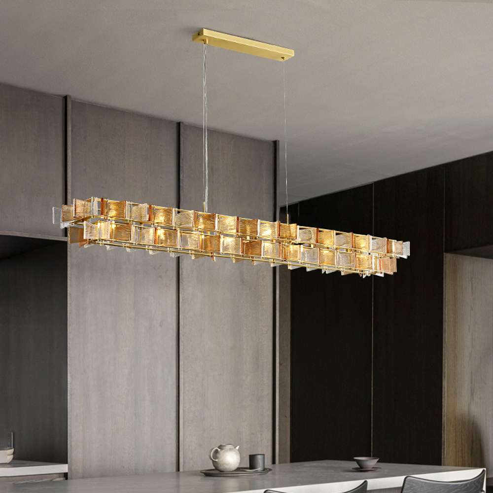 island chandelier with handmade glass