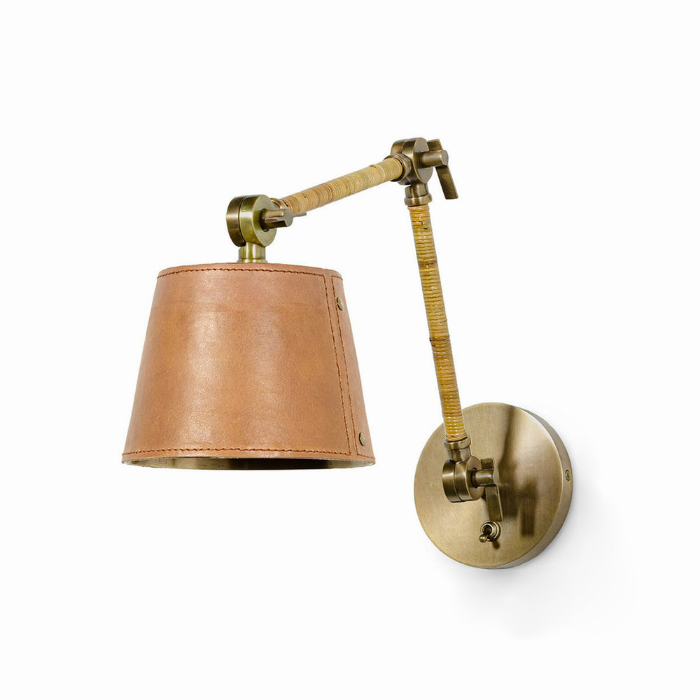 Hendrick Articulating Sconce - Adjustable Brass & Leather Wall Light