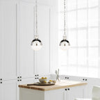 wide white glass pendant