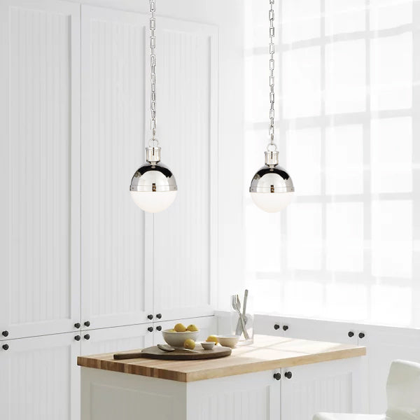 wide white glass pendant