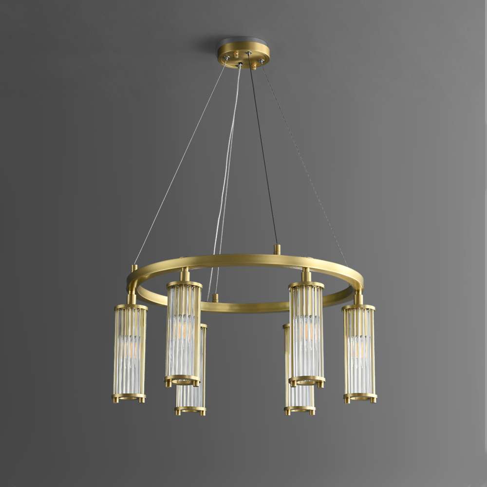 brass glass ring chandelier
