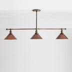 Industrial Brass Pendant Light With Copper Shade for Kitchen Island
