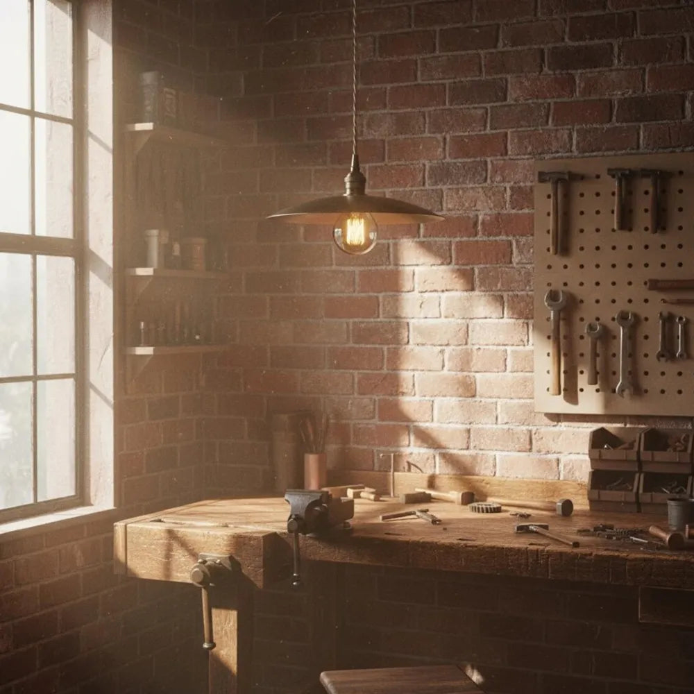 Industrial Brass Pendant Light – Vintage Kitchen Island Lighting - View 5