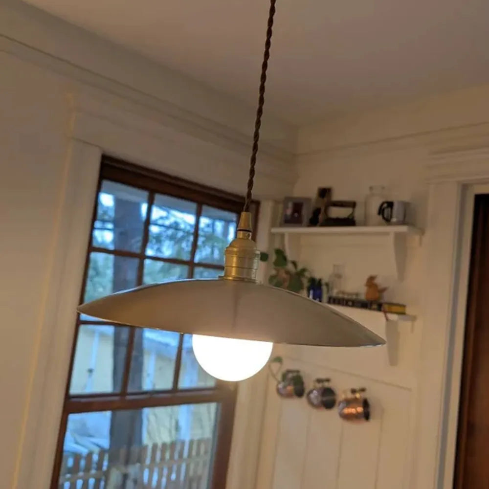 Industrial Brass Pendant Light – Vintage Kitchen Island Lighting - View 2