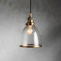 industrial cloche pendant in antiqued brass