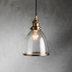 industrial cloche pendant in antiqued brass