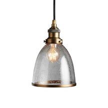 industrial cloche pendant in antiqued brass
