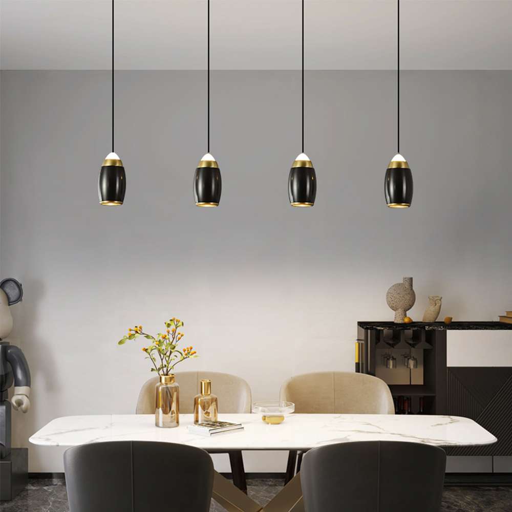 black linear chandelier design