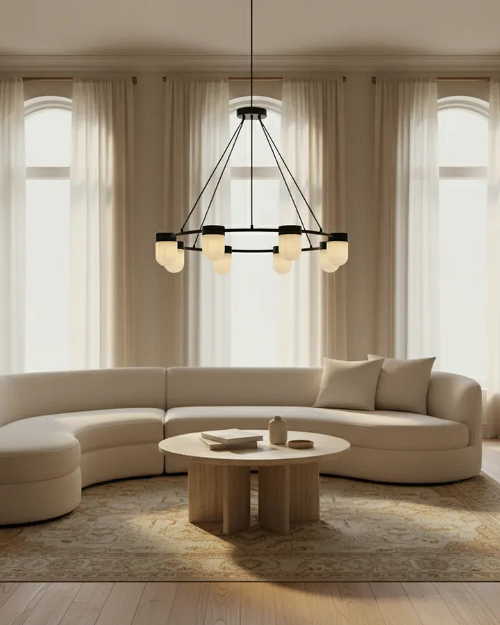 Ring chandelier in a formal living room