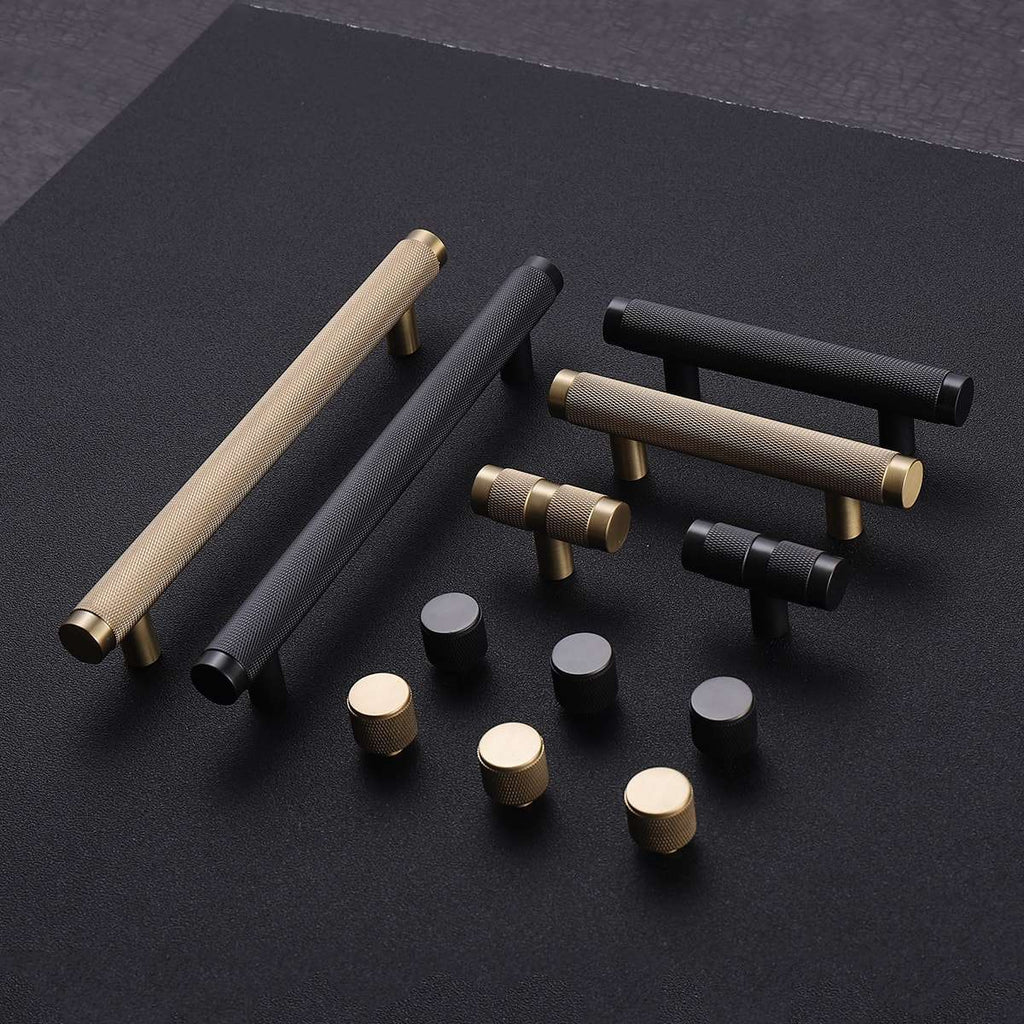 modern knurled brass cabinet pull