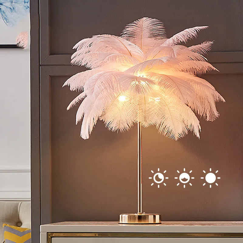 feather lamp with metal base