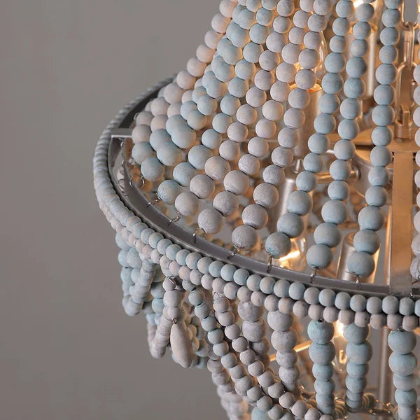boho wood beaded chandelier