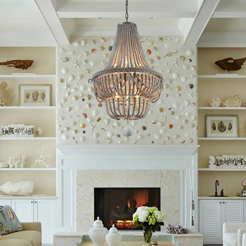 katia wood beaded chandelier