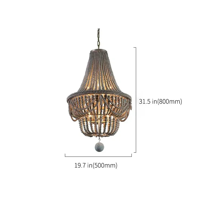 katia boho wood beaded chandelier