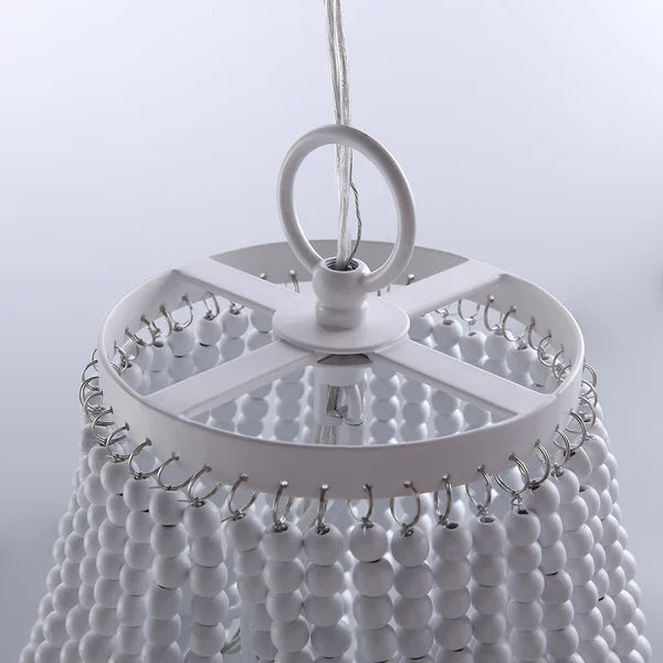 wood beaded chandelier