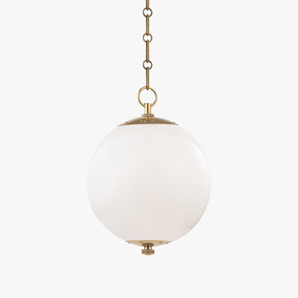 Kikki Aged Brass Opal Glass Globe Pendant