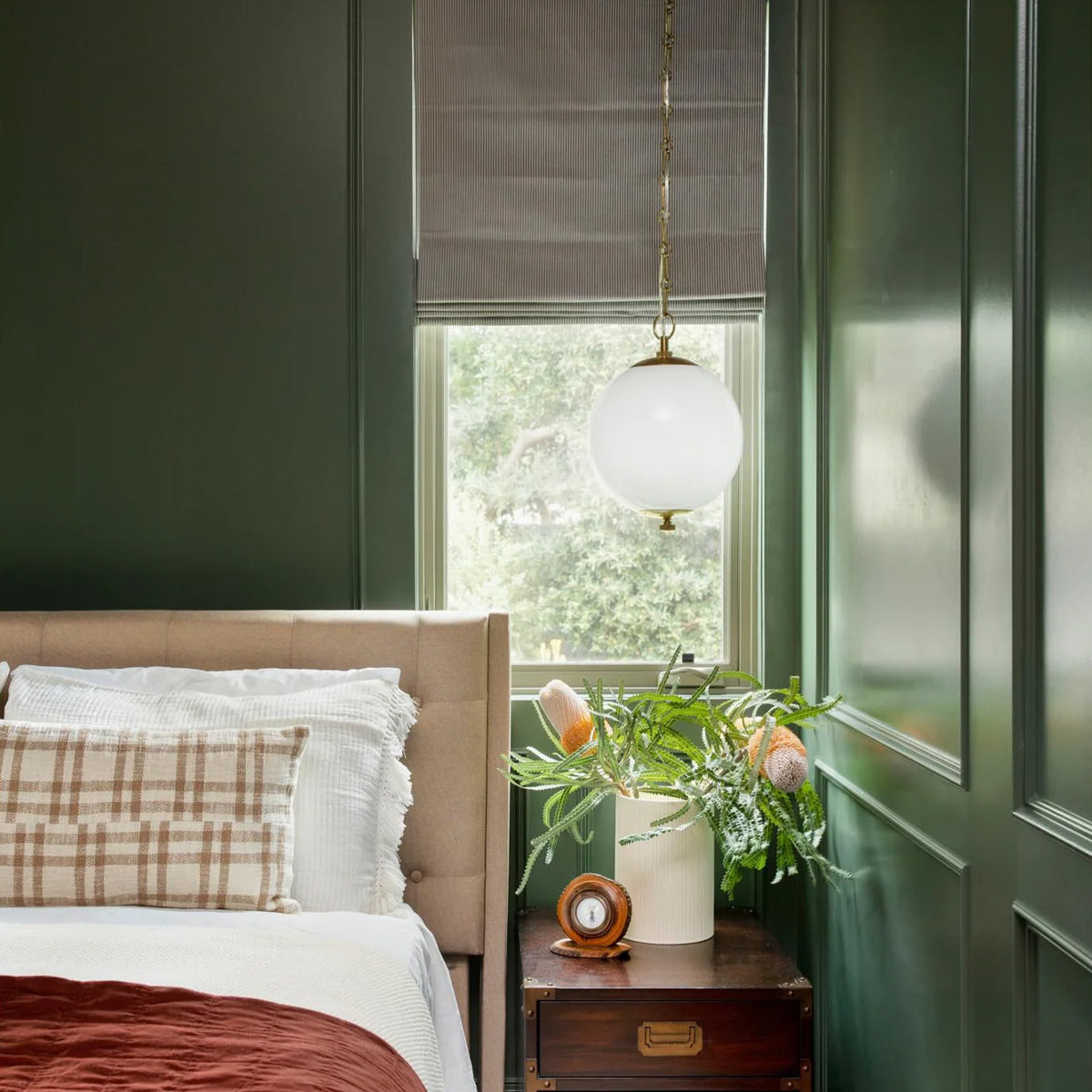 Kikki Aged Brass Opal Glass Globe Pendant