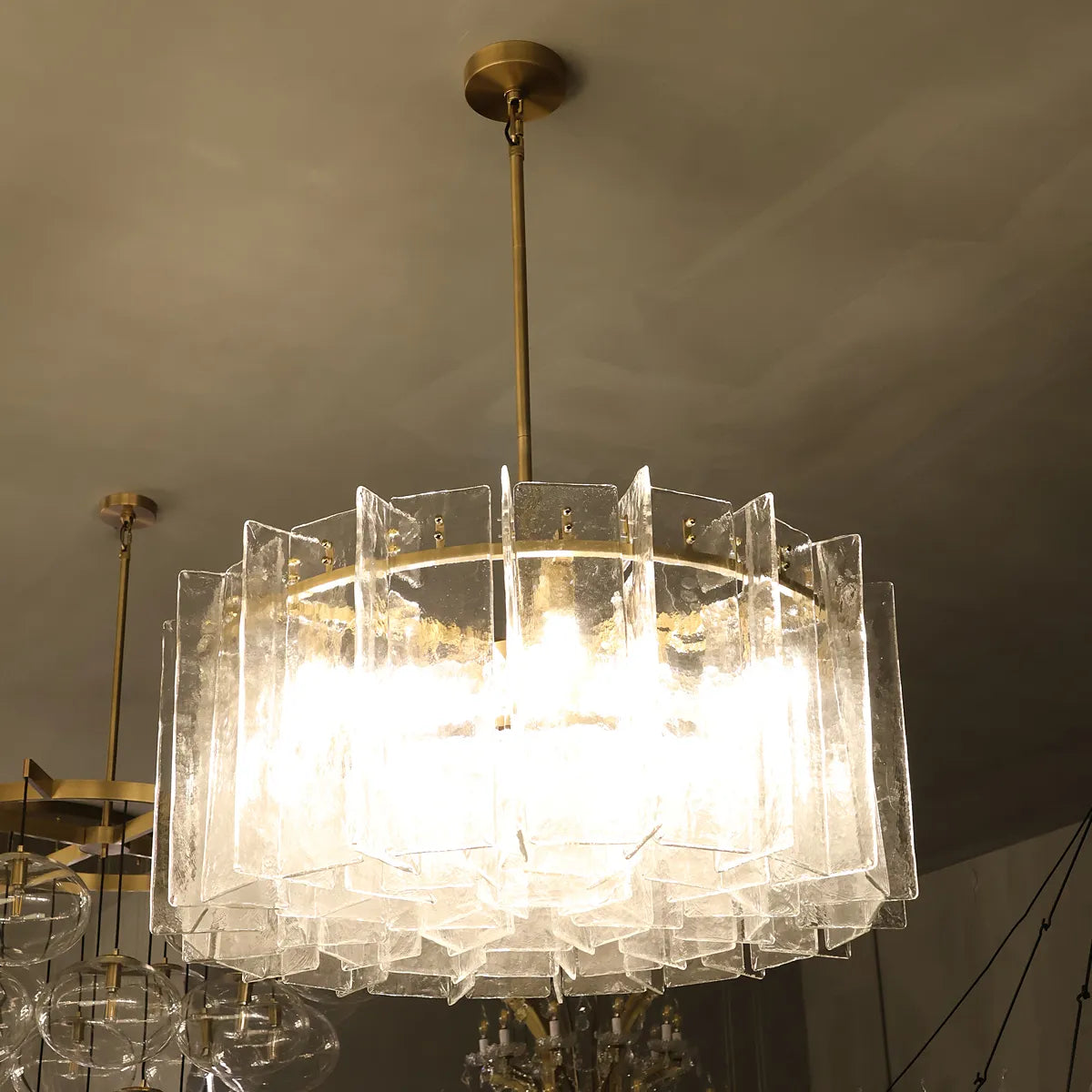 lattice glass round chandelier