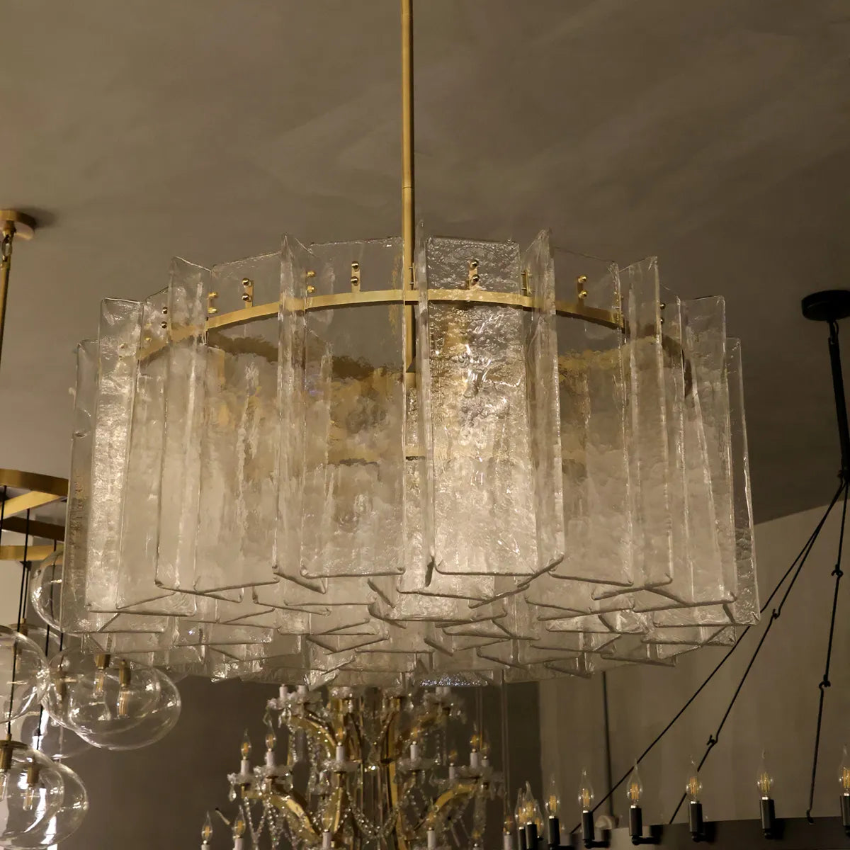 lattice glass round chandelier