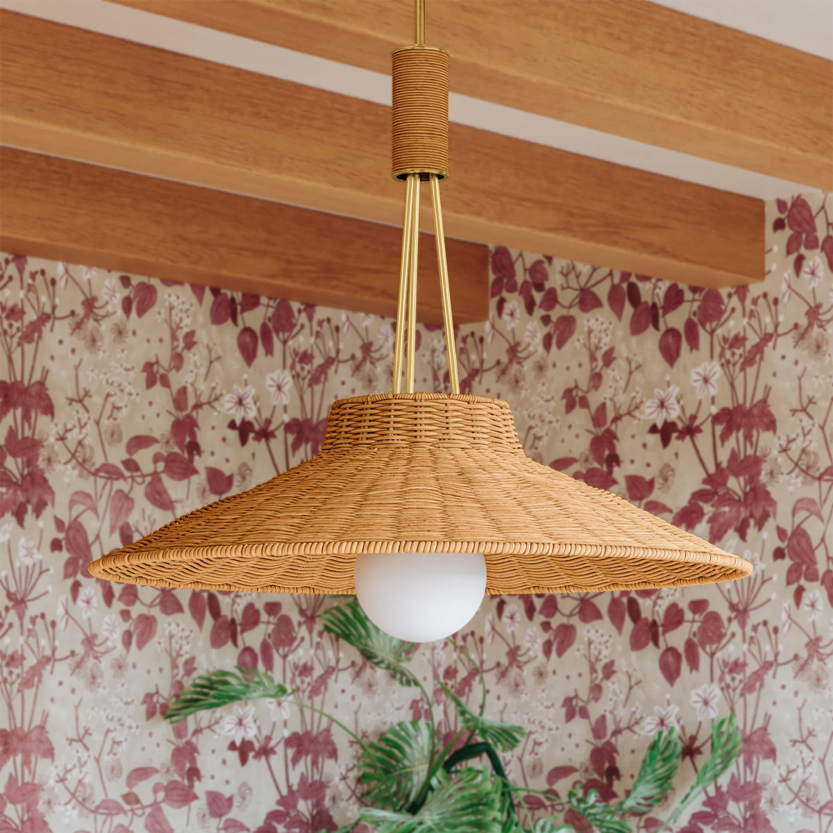 Laudine Wicker Pendant — Woven Hanging Light with Warm Dappled Glow