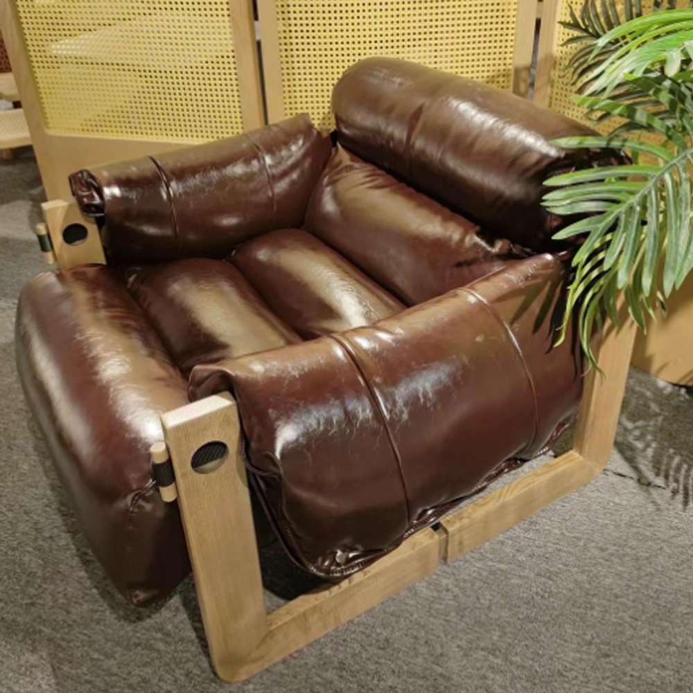 brown leather accent chair