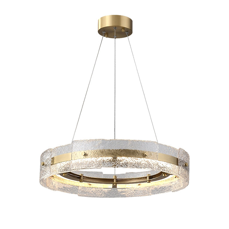 led brushed brass ring chandelier