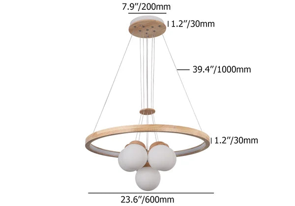nordic led natural wood chandelier