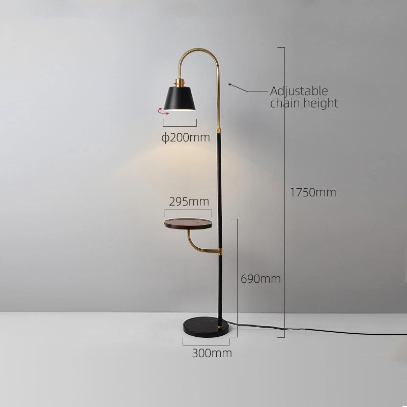 arc lamp with shelves