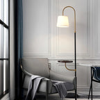 black wood floor lamp