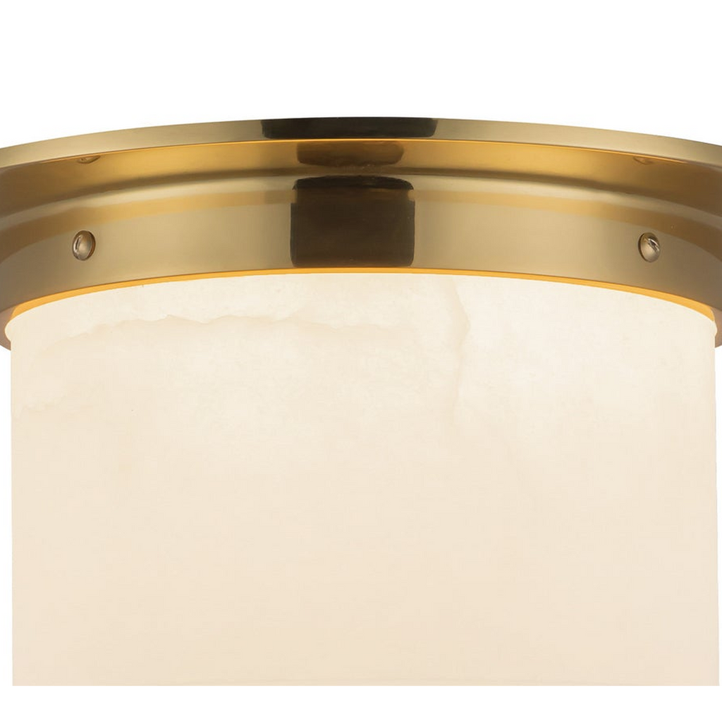 Linden Alabaster Two-Light Flush Mount — Natural Stone Ceiling Light with Warm Luminous Glow