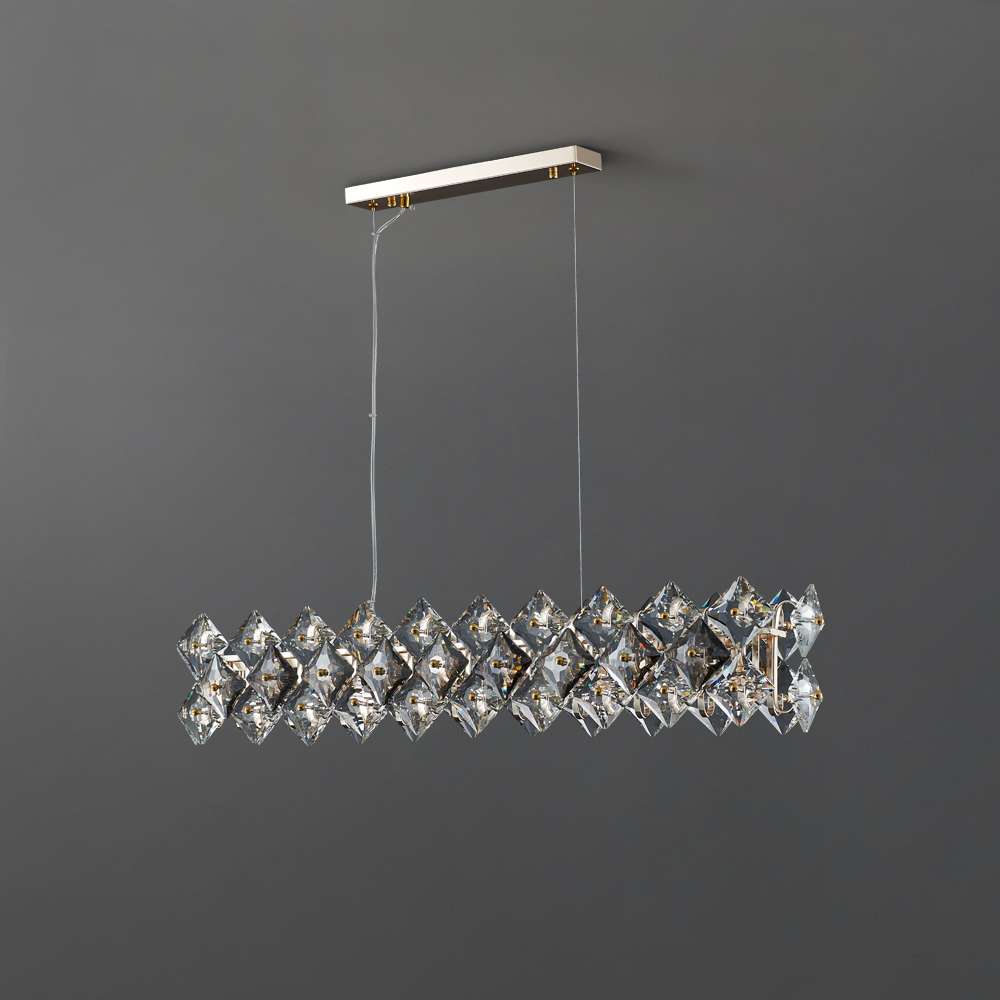 long crystal pendant light