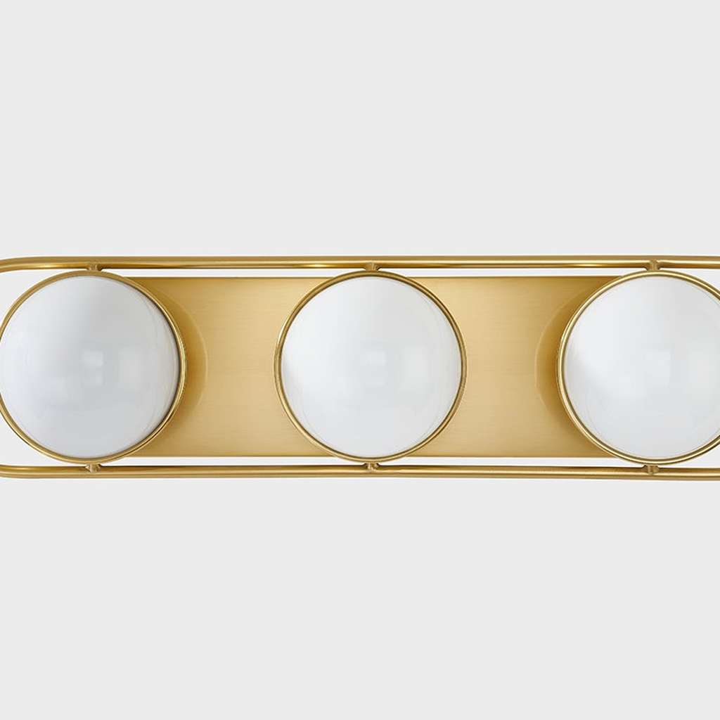 Lyra Aged Brass Globe Vanity Sconce - Warm Ambient Bathroom Light