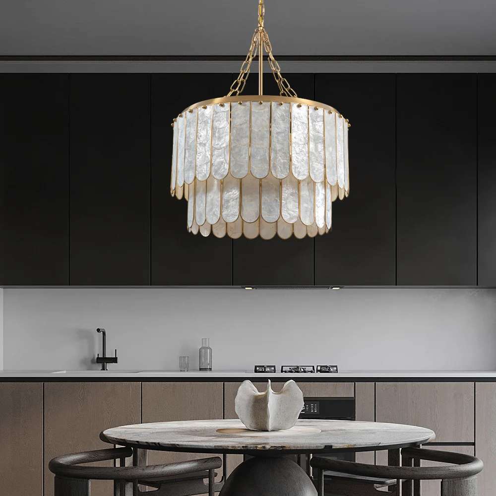 faceted capiz chandelier light