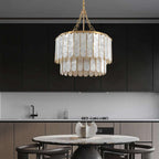 faceted capiz chandelier light