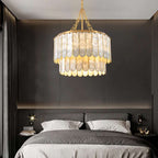 white capiz chandelier oval shape