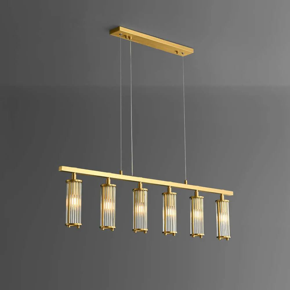 brass linear chandelier