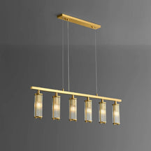 Marley Aged Brass Linear Chandelier – Elegant Brass Chandelier - Josenart