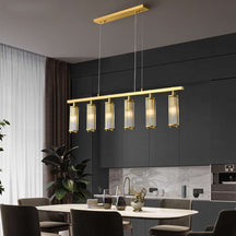 Marley Aged Brass Linear Chandelier – Elegant Brass Chandelier - Josenart