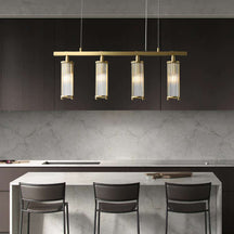 Marley Aged Brass Linear Chandelier – Elegant Brass Chandelier - Josenart