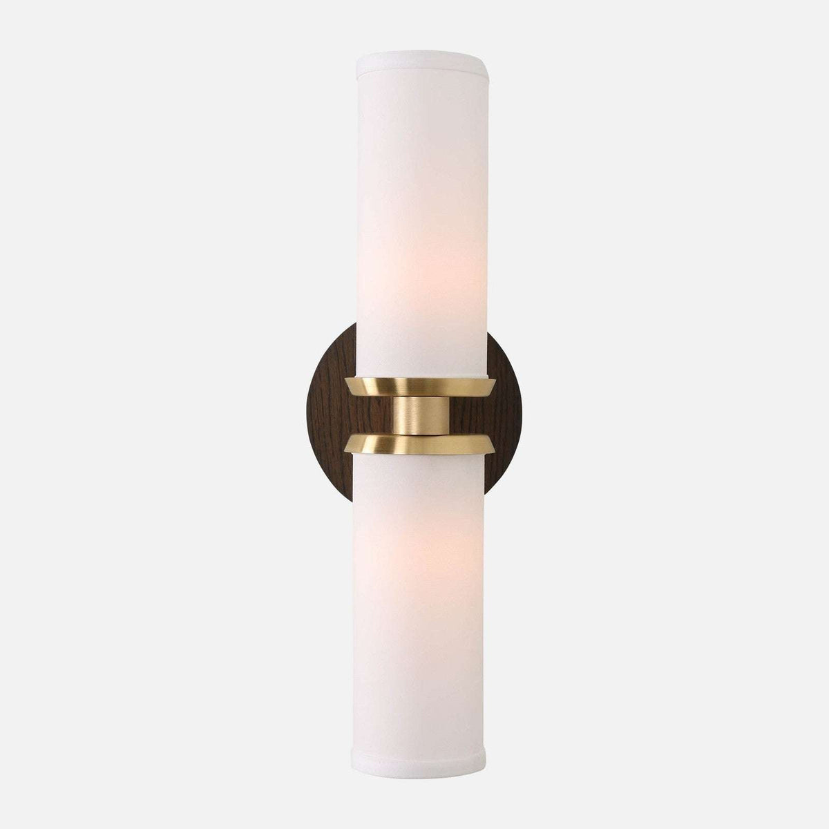 Marlowe Linen Double Wall Sconce dual-arm paired linen shade wall light with warm soft glow in cosy bedroom interior