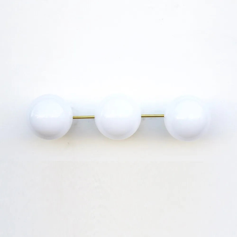 Mid-Century Brass Wall Lamp, Glass Ball Wall Light for Dressing Table